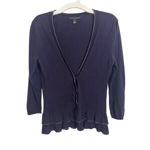 Banana Republic Silk Blend Dark Fairy Purple Ruffle Twee Cardigan XS Academia